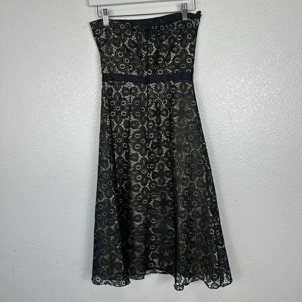 Vintage Y2K Delia's Dress Size 5 Small Black Lace Illusion Strapless Midi - Picture 9 of 15